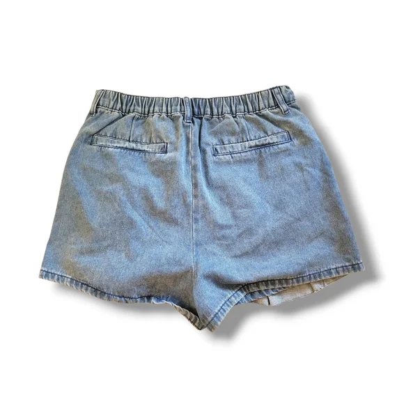 Cute Y2K Blue Denim High Rise Pleated Mini Skorts (SIZE L) - Picture 2 of 10